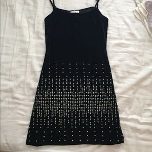 Velvet mini dress with rhinestone detail